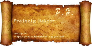 Preiszig Hektor névjegykártya